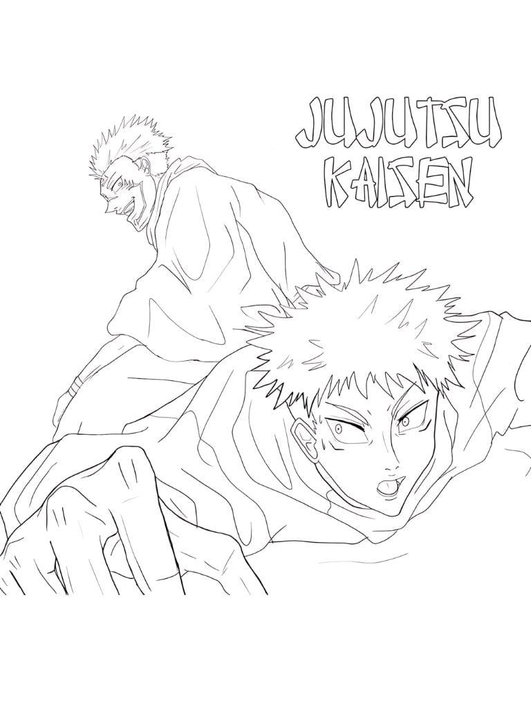 Jujutsu Kaisen Kampf Ausmalbilder