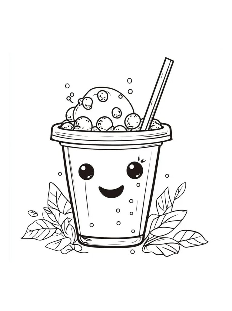 Malbilder Fruchtiger Bubble Tea