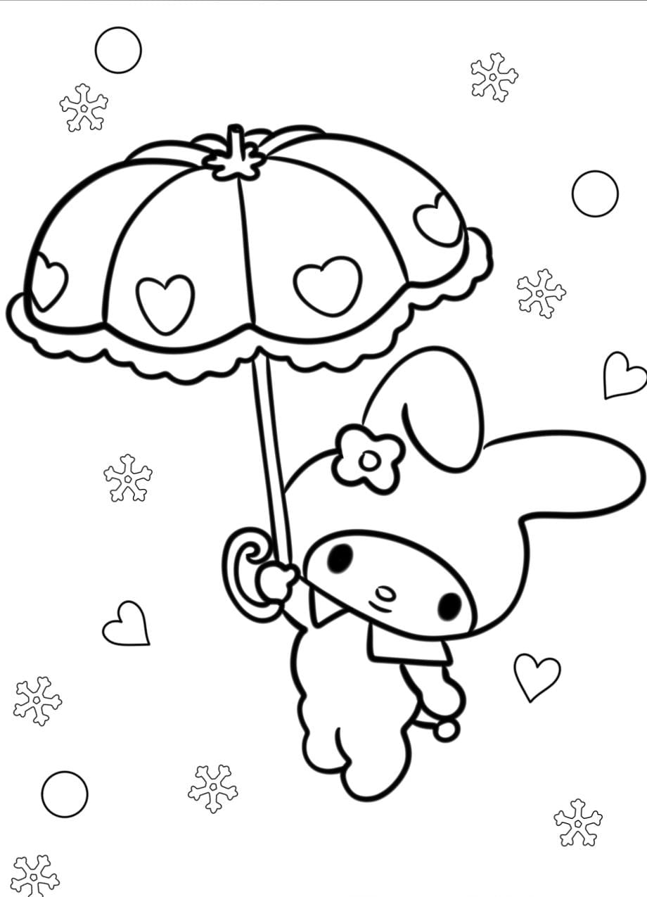 My Melody Mit Regenschirm Ausmalbilder