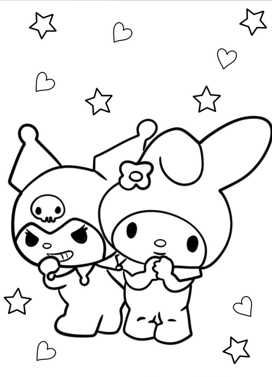 My Melody Und Kuromi Ausmalen