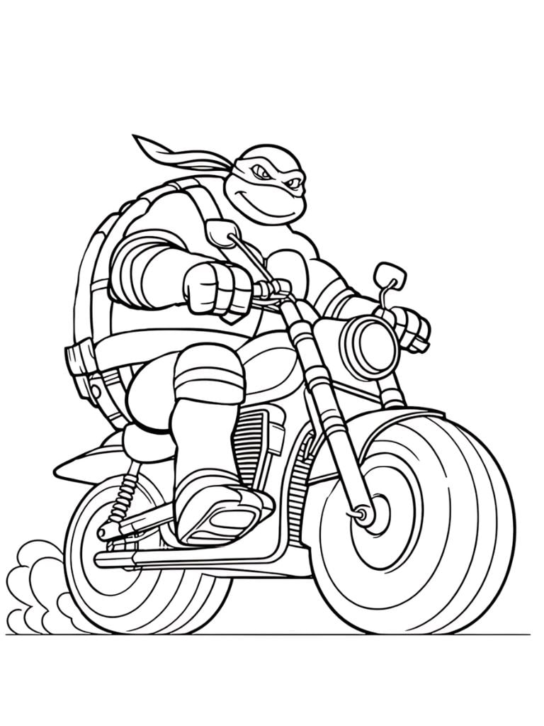 Ninja Turtles Ausmalbilder Motorradfahren