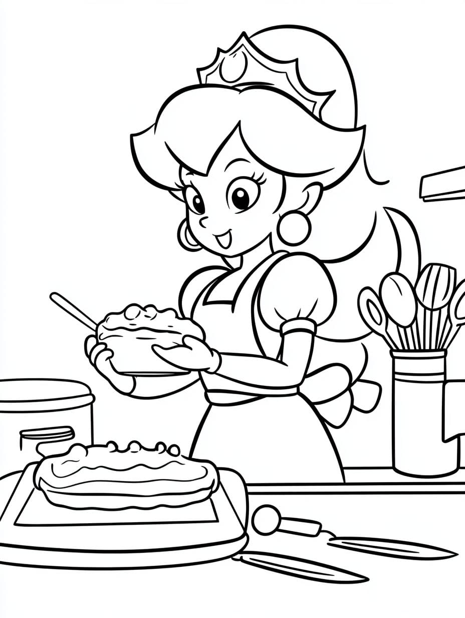 Prinzessin Peach Küchenchef Ausmalbilder