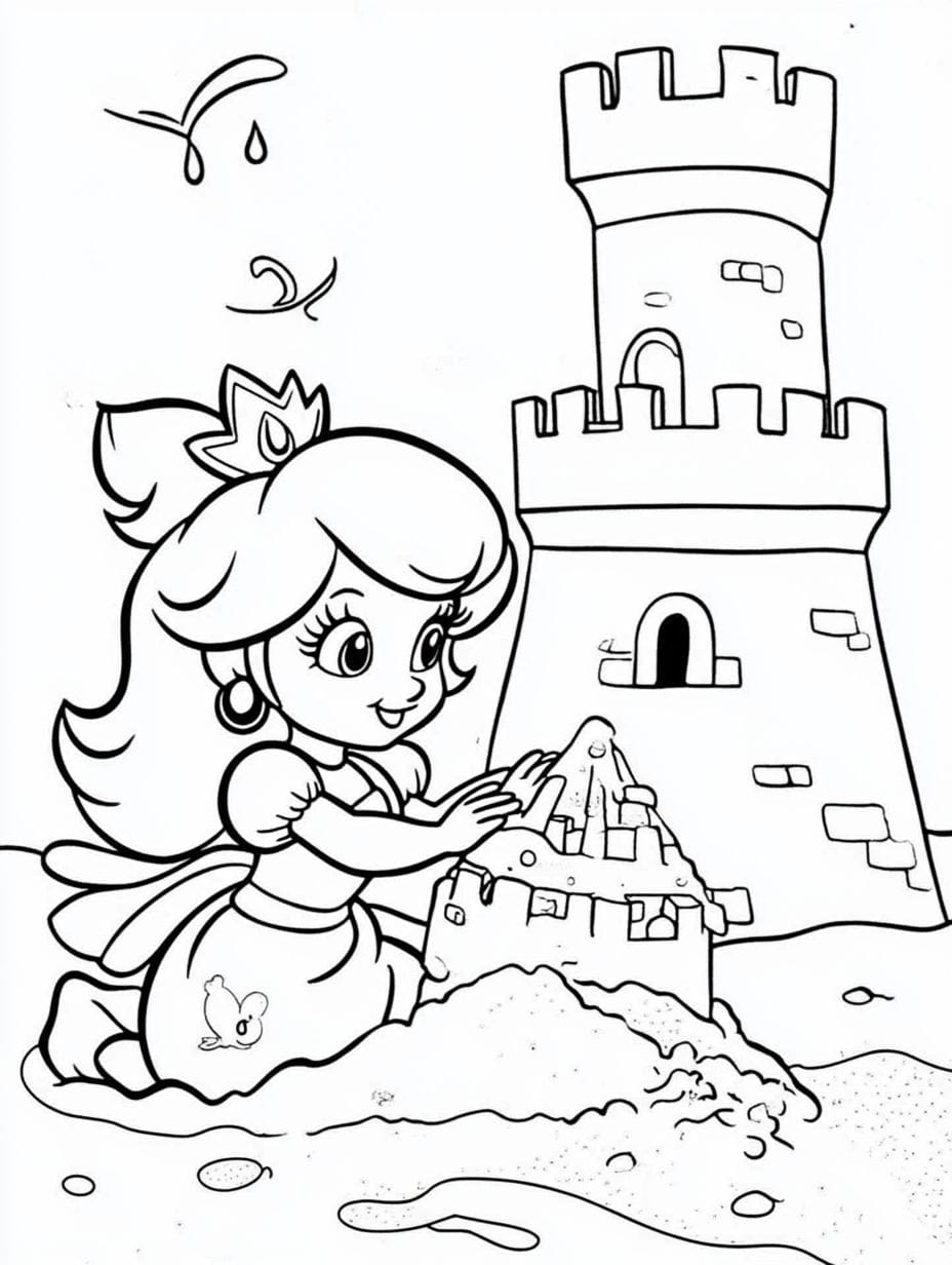 Prinzessin Peach Sandburgen Bauen Ausmalbilder