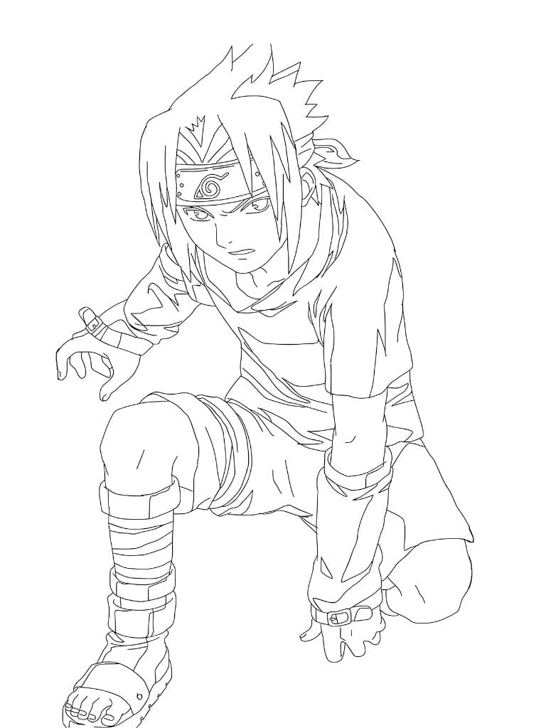 Sasuke Ninja Pose Ausmalbild