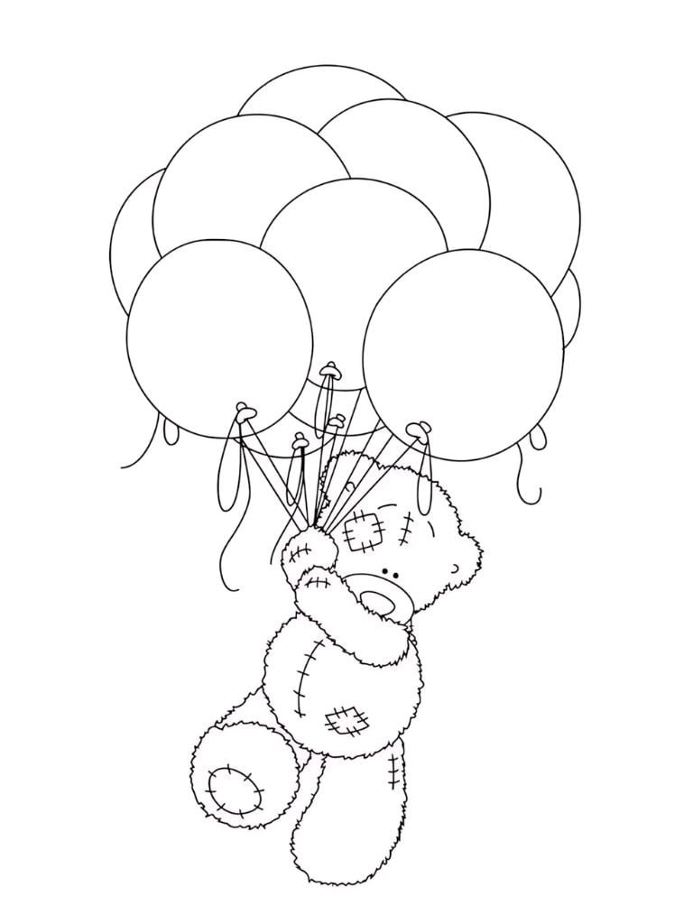 Teddybär Mit Luftballons Zum Färben