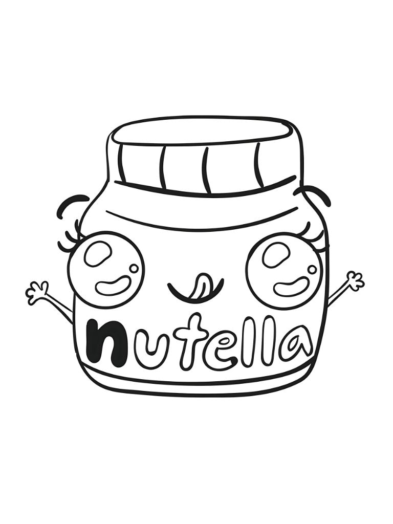 Ausmalvorlagen Nutella Kawaii Stil