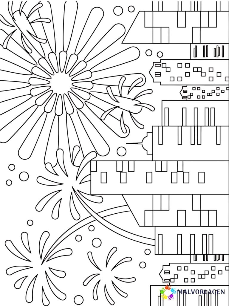 Frohes Neues Jahr Ausmalbilder Feuerwerk