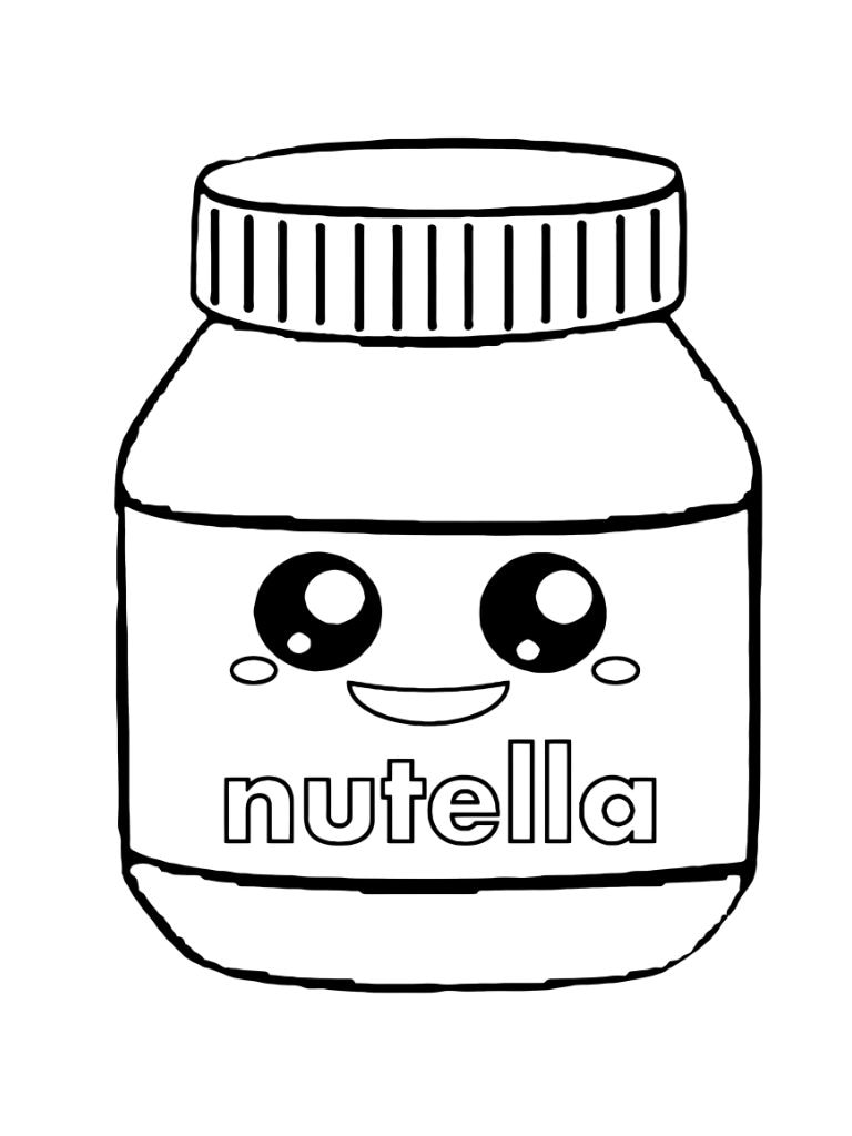 Kawaii Nutella Zum Ausmalen Für Kinder