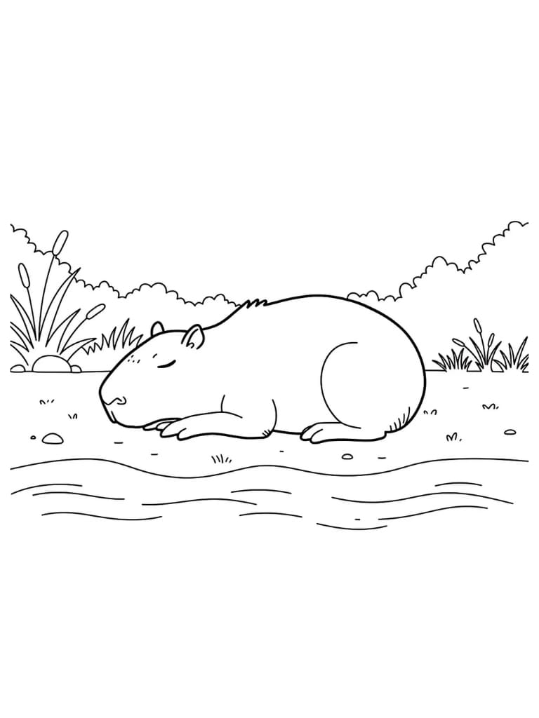 Capybara Ausmalbilder Baden Im Schlamm Und Entspannen